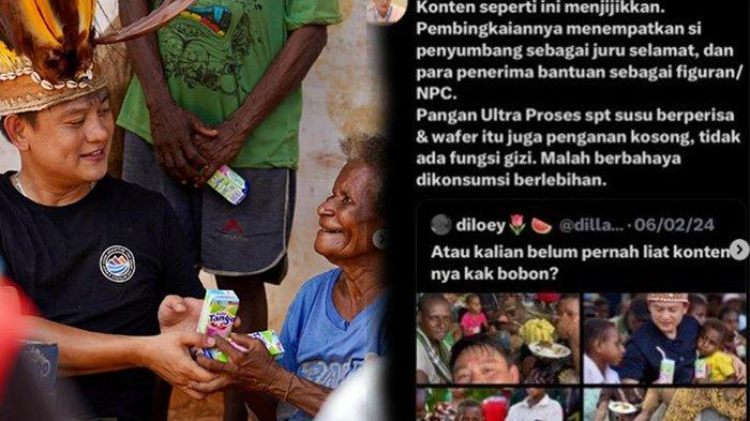 Konten &lsquo;Kuali Merah Putih&rsquo; Bobon Santoso dikritik saat bagi makanan di Papua