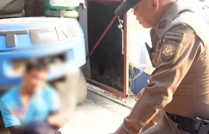 Pria di Thailand yang ditangkap karena mencuri di Provinsi Chachoengsao. (The Thaiger)