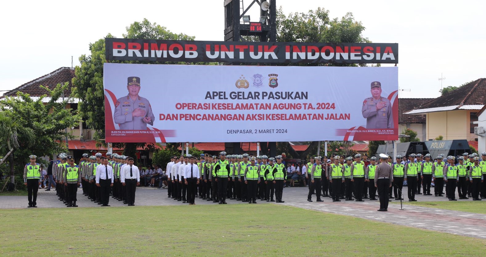 Apel gelar pasukan dilaksanakan Polda Bali sebelum memulai Operasi Keselamatan Agung 2024, Sabtu, 2 Maret 2024.