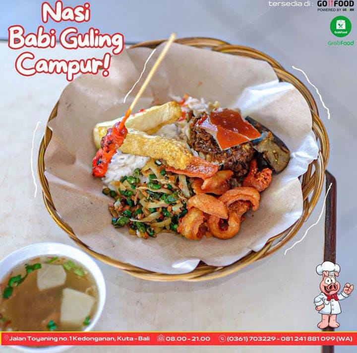 KRIYUK: Sensasi kuliner Babi Guling Karya Rebo memang beda, dengan kulitnya yang kriyuk. Bisa pesan di GoFood dan Grab Food.