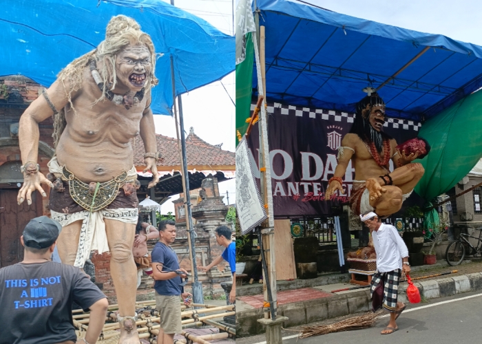 MENONTON : Beberapa ogoh-ogoh di Kota Klungkung.