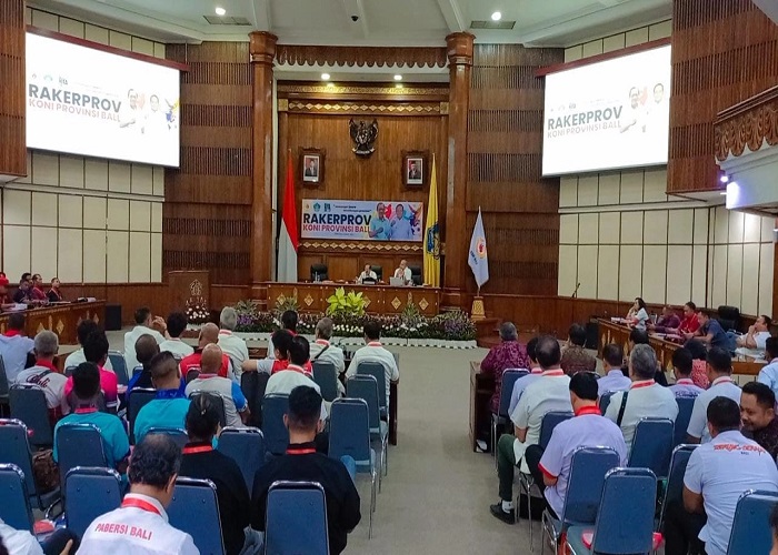 MENGERUCUT : Rakerprov KONI Bali di Gedung Wisma Sabha Utama Kantor Gubernur Bali