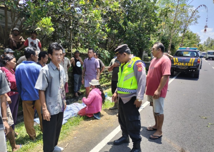 LAKA : Kecelakaan maut di desa Tiyinggading, seorang pengendara sepeda motor tewas.