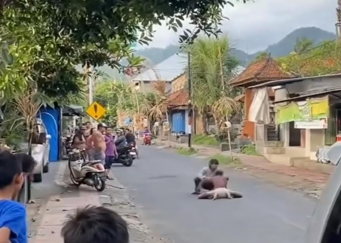 VIRAL : Video viral memperlihatkan buruh bangunan kesurupan di tengah jalan.