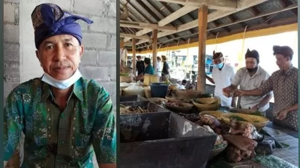 Tokoh Desa Sidatapa, I Wayan Wireyasa (kiri) dan kegiatan adat dalam ritual Hindu Bali di Sidetapa