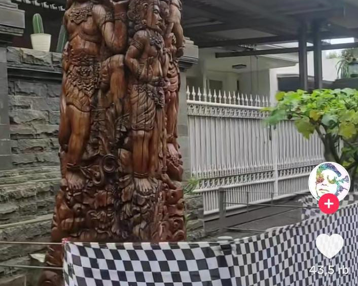Sebuah unggahan tiktok viral usai membagikan video sebuah pohon yang diukir dengan ukiran khas Bali