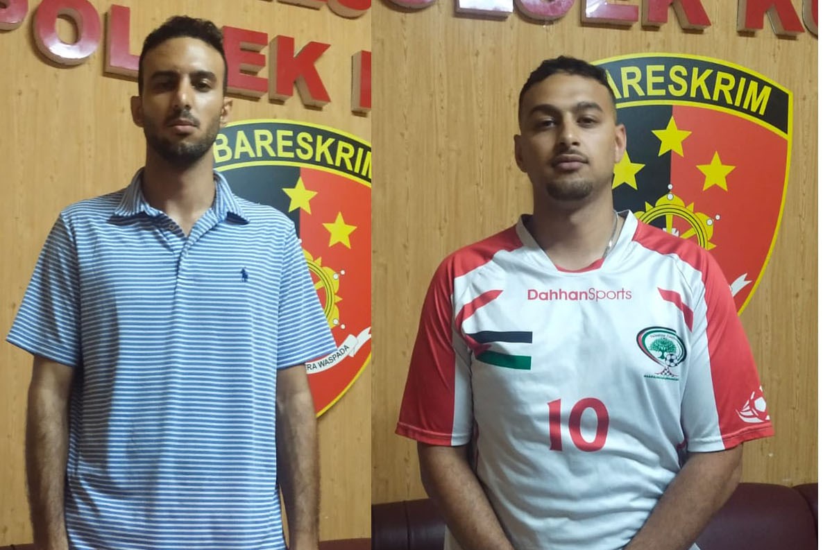 PROSES HUKUM: Kedua bule beringas Aabed Attia, 27, dan Zeyad Ahmad Attia, 30 diamankan oleh Polsek Kuta.
