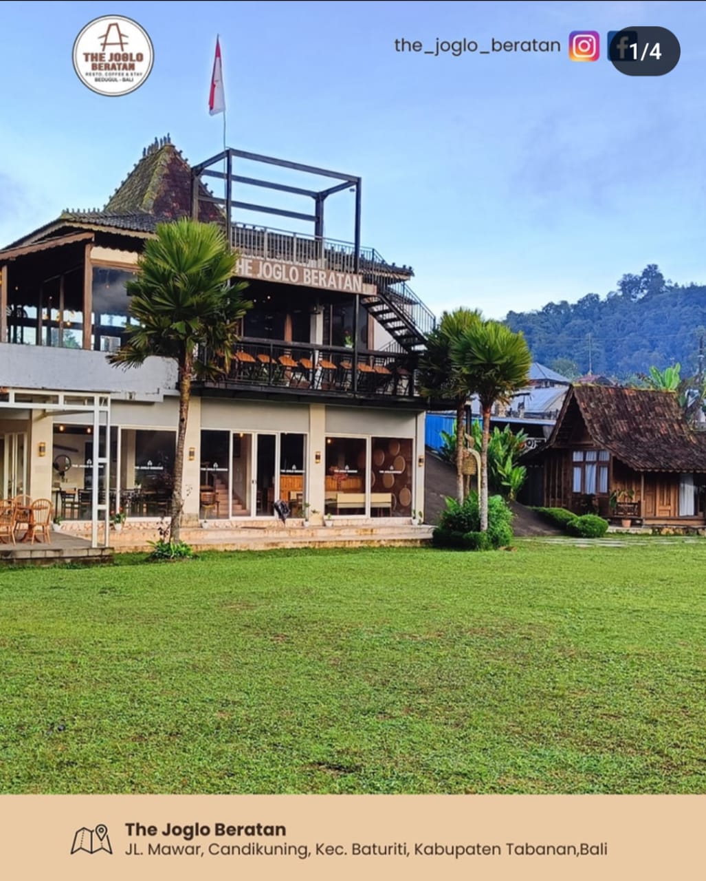 JOGLO: The Joglo Beratan memiliki sensasi sangat istimewa tak jauh beda dengan tempat glamping di Kintamani Bali.