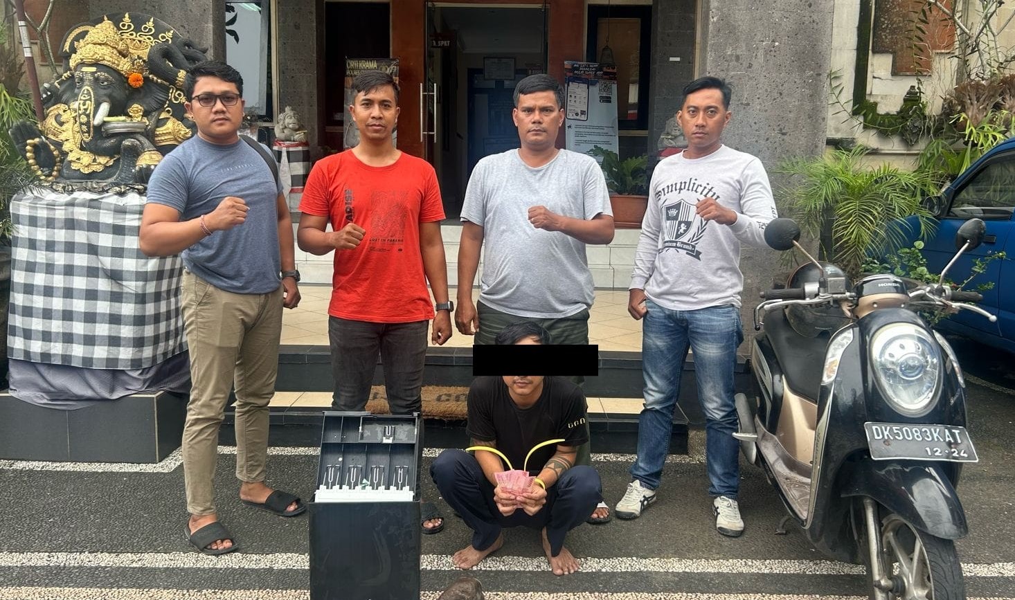 Pelaku pencurian I Wayan Manik Daa Cahaya diamankan Polsek Tegallalang, Gianyar.
