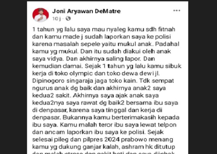 Warganet membanjiri komentar unggahan akun Joni Aryawan Dematre