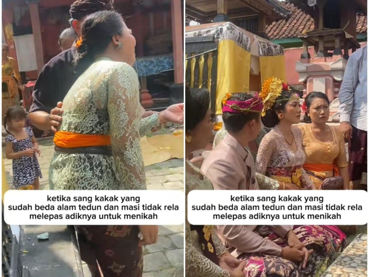 Unggahan akun @Desiutamii menjadi perhatian lantaran memperlihatkan momen haru saat prosesi mepamit pengantin wanita di Bali