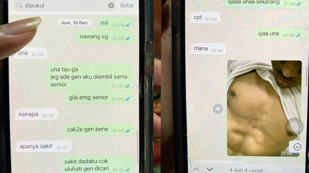 Chat yang diduga berisi curhat Putu Satria Ananta Rustika soal pemukulan yang dilakukan seniornya di STIP