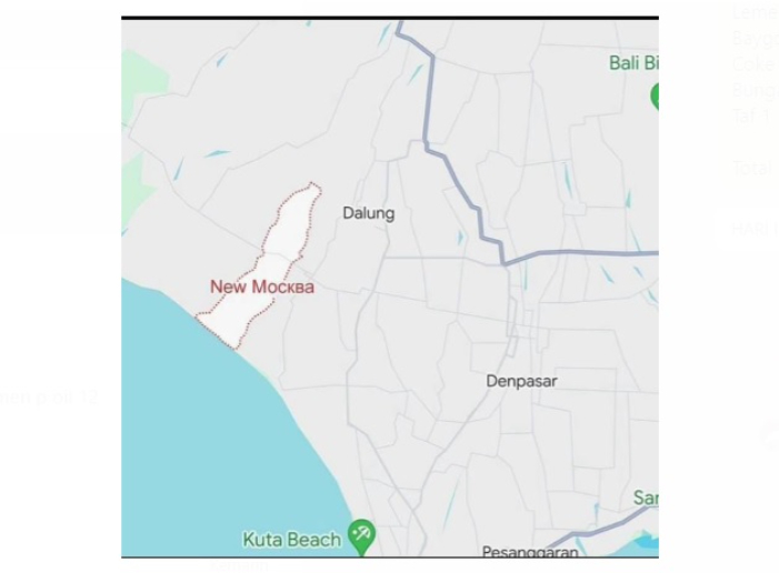 Beredar sebuah peta Wilayah Canggu  Bali yang terdapat nama New Moscow