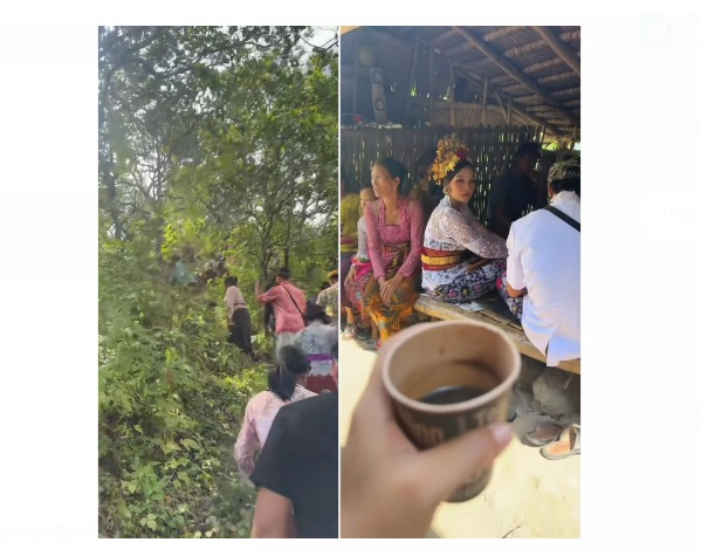 Perjalanan rombongan pengantin pria dan keluarga untuk menjemput mempelai wanita di Bukit Karangasem
