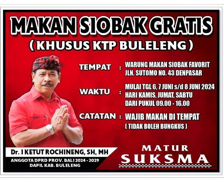 Anggota DPRD Bali Ketut Rochineng gelar makan siobak gratis