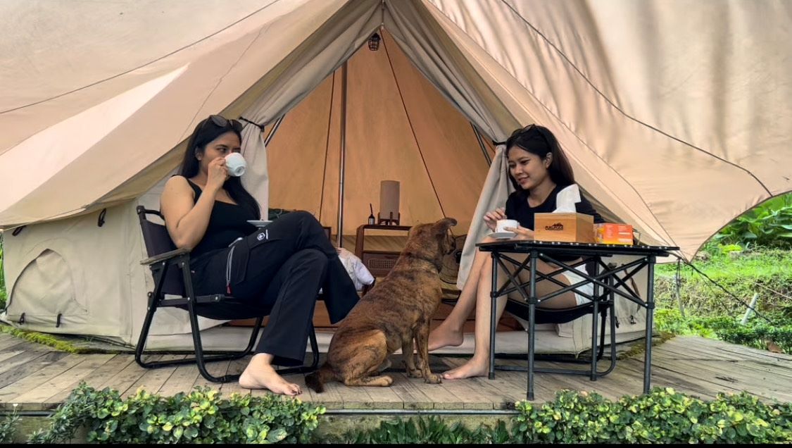 Suasana Glamping di Puku Pods, Jatiluwih, Kabupaten Tabanan, Bali.