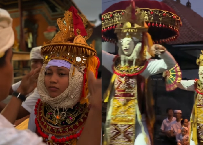 RUTIN : Tangkapan layar pementasan Tari Telek Jumpai setiap Kajeng Kliwon di Desa Jumpai.
