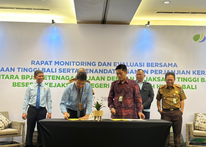 Acara Rapat Monitoring dan Evaluasi BPJS Ketenagakerjaan bersama Kejaksaan Tinggi Bali di Hotel Sekala Benoa, Kamis (27/6/2024).