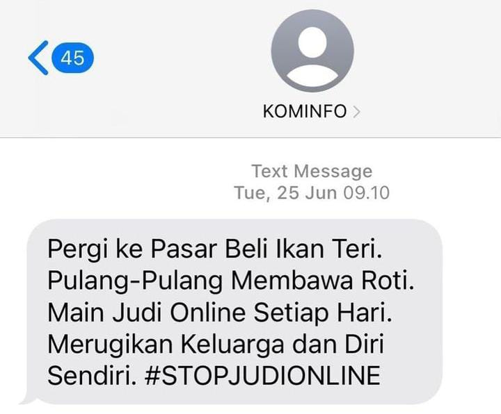 Warganet tanggapi sinis upaya kominfo yang gunakan SMS Blast dalam pencegahan judi online