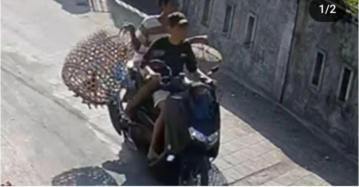 Dua orang pemuda terekam kamera CCTV mencuri ayam aduan