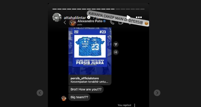 Alexandre Pato menanyakan ke Youtuber Atta Halilintar soal Persib