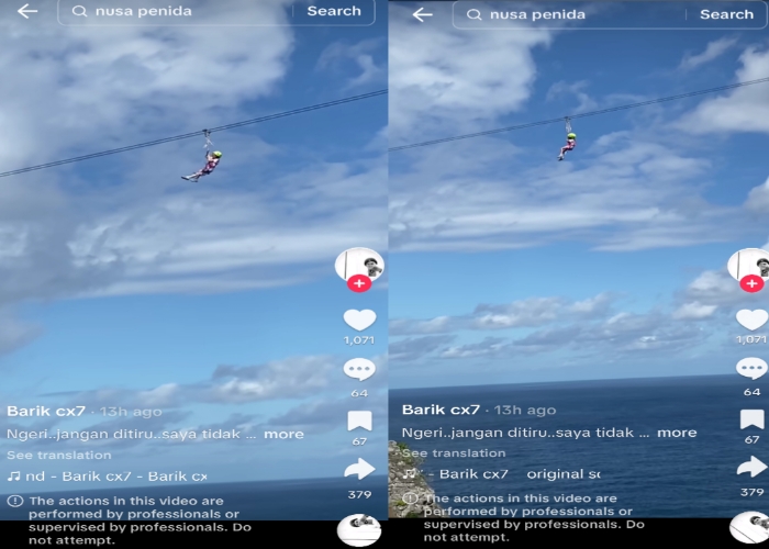Tangkapan layar video yang menunjukkan WNA anak bermain flying fox.