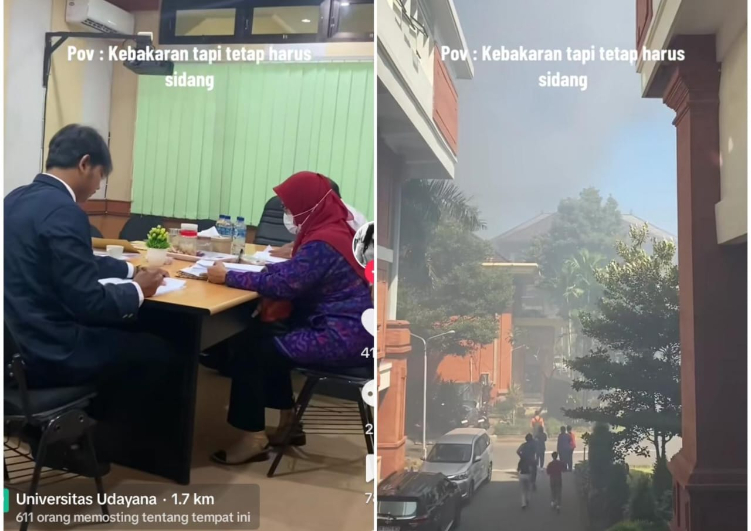 Seorang mahasiswi mengaku tetap menjalani sidang skripsi di tengah kebakaran yang melanda GDLN Unud