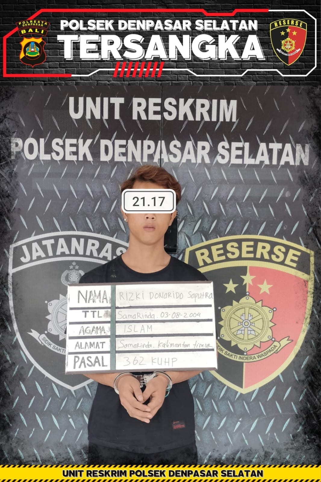 Pencuri HP milik waker swalayan yang sedang jaga malam di Pemogan, Denpasar