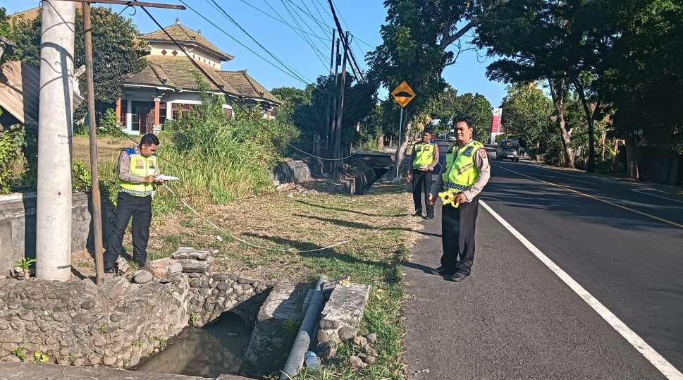 Lokasi kecelakaan yang menewaskan I Putu Gede Wirayuda di Jalan Denpasar-Gilimanuk, persisnya di  Desa Penyaringan, Kecamatan Mendoyo.