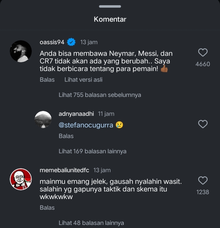 Komentar Jefferson Assis di instagram Bali United