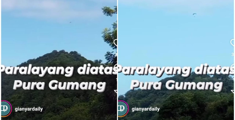 Beredar video sebuah paralayang diduga terbang di atas Pura Bukit Gumang
