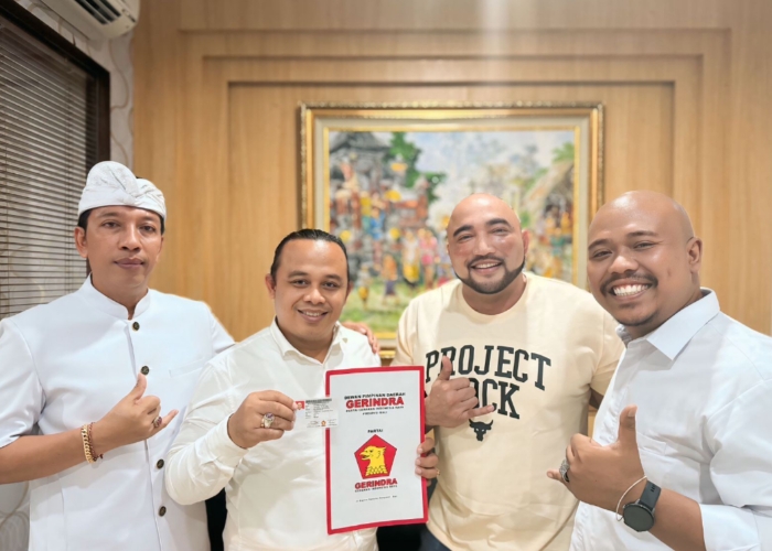 GABUNG: I Nyoman Ardika, yang dikenal dengan nama panggung Sengap, secara resmi terdaftar sebagai kader Partai Gerindra.