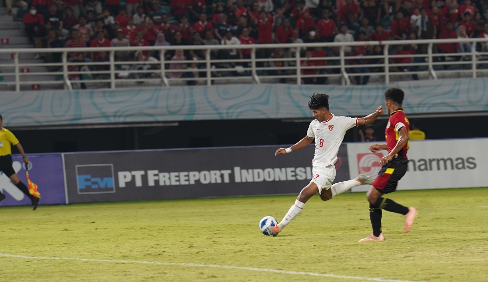 Arkhan kaka saat Timnas Indonesia Vs Timor Leste di Piala AFF U19
