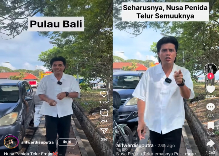 Konten kreator asal Nusa Penida, Alit Werdi Suputra yang membuat video mengkritisi ketimpangan pembangunan pasar antara Klungkung daratan dan Nusa Penida.