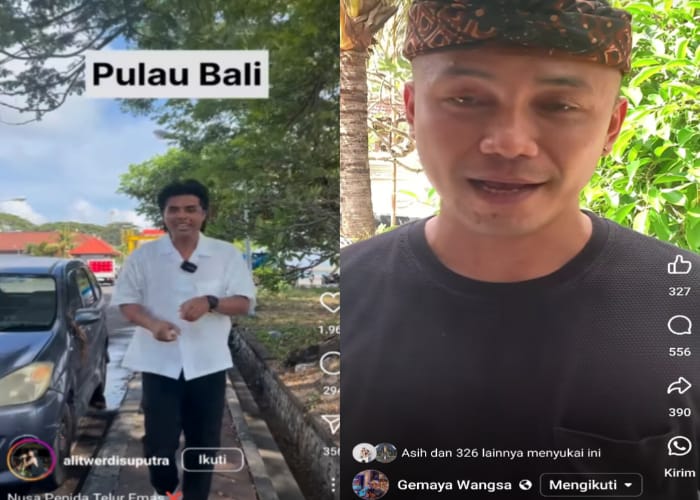 Konten kreator Alit Werdi Suputra (kiri) dan tanggapan dari netizen Gemaya Wangsa (kanan).