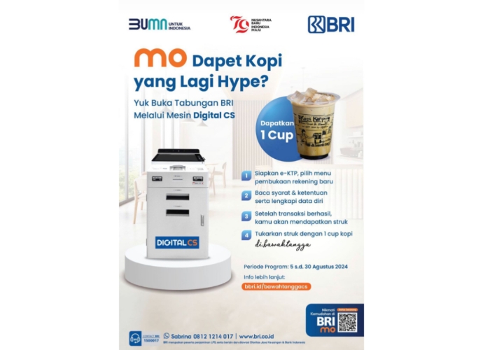 Dapatkan Kopi Kekinian Hanya dengan Buka Tabungan Lewat Digital CS BRI