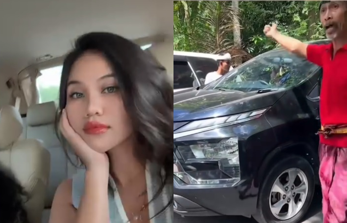 Wanita pengemudi mobil yang cekcok dengan warga di Desa Antiga, Kecamatan Manggis, Karangasem, Bali.
