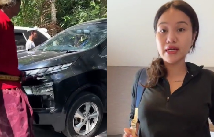 Wanita pengemudi mobil yang cekcok dengan warga di Desa Antiga, Kecamatan Manggis, Karangasem, Bali.