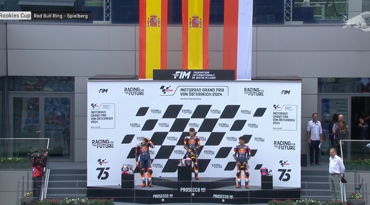 Bendera Merah Putih berkibar di Sirkuit Spielberg, Austria dalam Race 2 Red Bull Rookies Cup 2024.