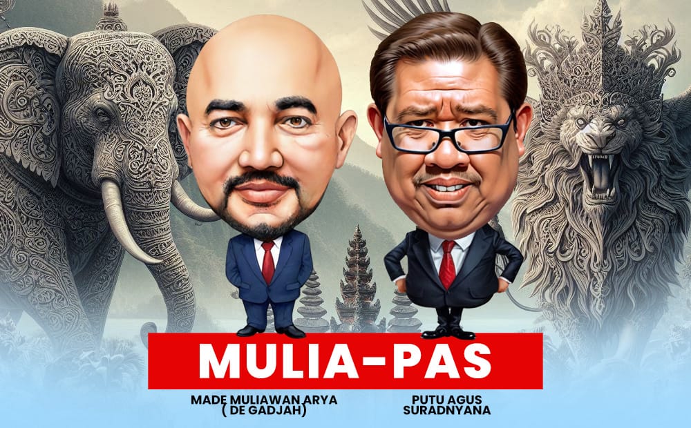 KARIKATUR: Meski dipecat lantaran disebut lakukan pelanggaran berat, karikatur Putu Agus Suradnyana bersanding dengan Made Muliawan Arya alias De Gadjah tersebar secara masif.