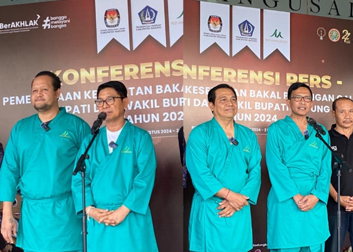 Bapaslon Adi Cipta dan Suyadinata setelah menjalani pemeriksaan kesehatan di RSD Mangusada, Minggu (1/9).