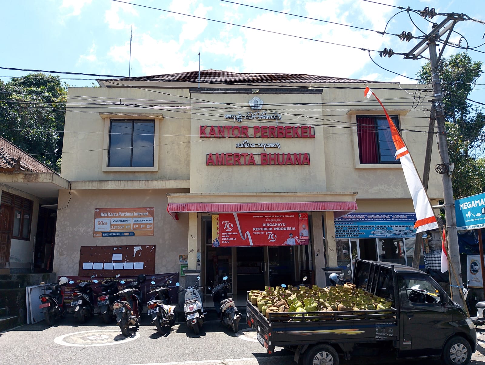 KANTOR: Kantor Desa Amerta Bhuana yang bermakna kebahagiaan tak pernah sirna dari bumi, sebagai bukti keberadaan desa yang dibentuk melalui tahapan sejarah.