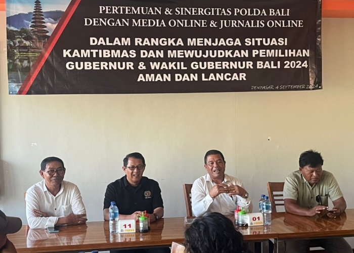 PEMETAAN : Pertemuan antara Polda Bali dan awak media di Denpasar, Rabu (4/9/2024) dalam rangka menjaga situasi kamtibmas dan mewujudkan Pilgub Bali yang aman.