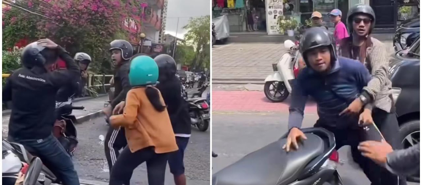Pemuda yang terlibat cekcok dengan pengendara motor lain di jalan Arjuna Denpasar