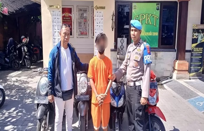 Bocah berinisial Hairul AM, 16, diciduk Polsek Dentim karena otaki pencurian motor. (Foto Istimewa.)