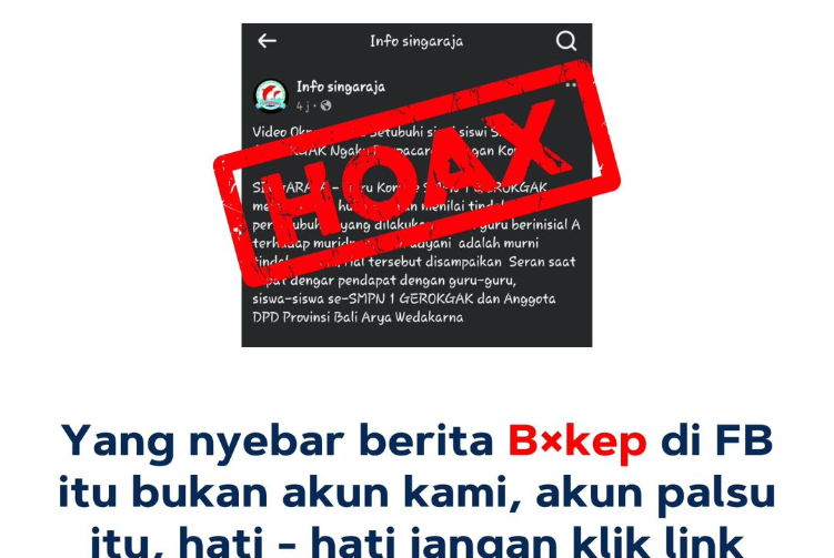 Berita hoaks aksi pelecehan guru terhadap siswi di Buleleng beredar di media sosial