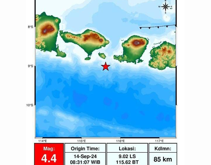 Pagi ini Bali diguncang gempa sebanyak dua kali