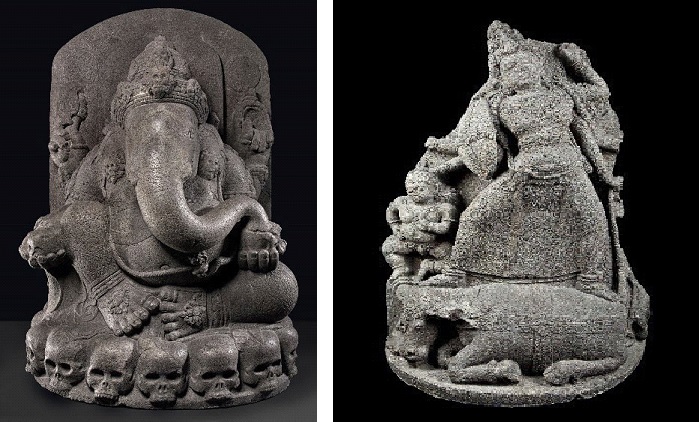 Arca Ganesha dan Durga yang diambil dari Candi Singosari, Malang.
