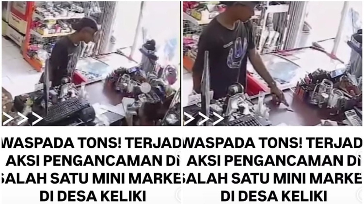 Seorang pemuda ancam dan todongkan pisau ke penjaga minimarket