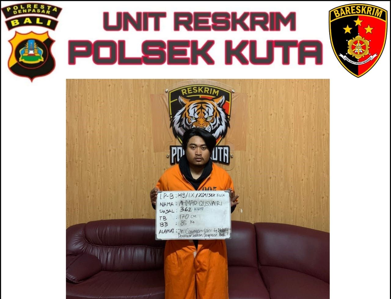 NAKAL: Pria Banyuwangi, Jatim bernama Ahmad Qusyairi, 25, diamnkan karena jambret (istimewa/radarbali.id)